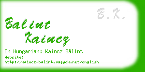 balint kaincz business card
